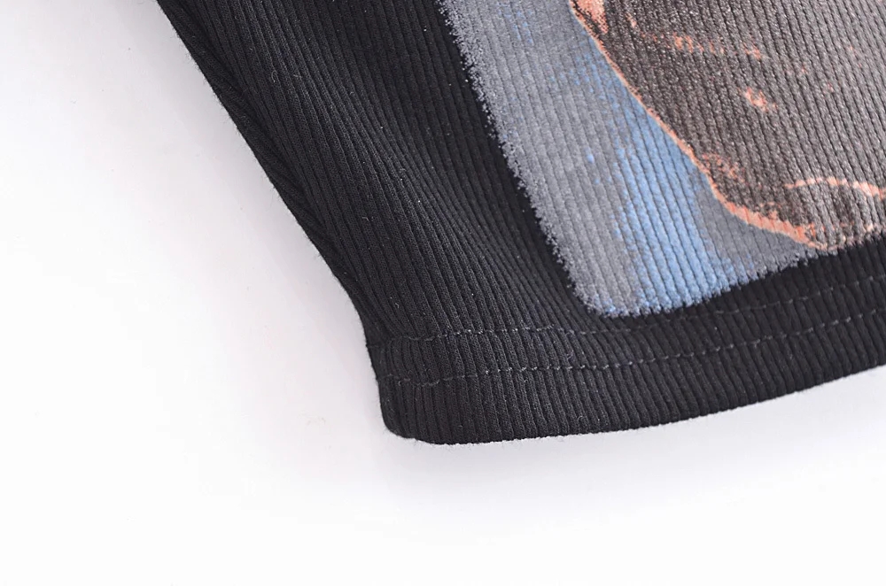 Fashion Black Cotton Geometric Print Suspender Top,Tank Tops & Camis