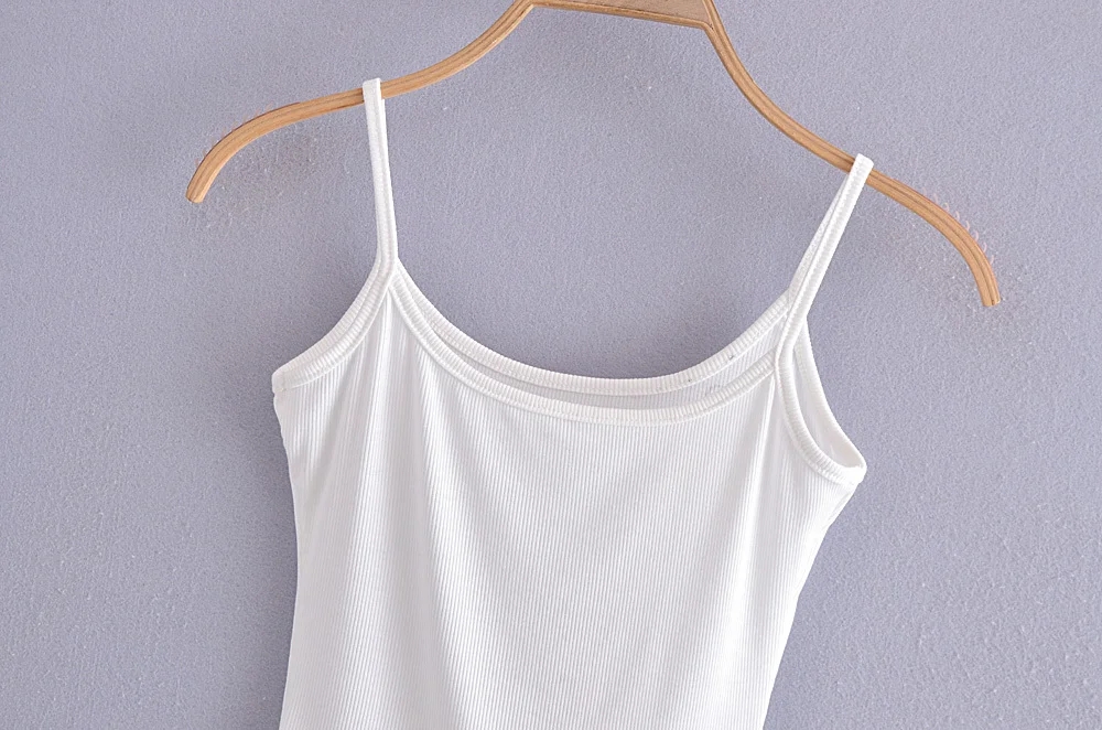 Fashion White Cotton Geometric Print Suspender Top,Tank Tops & Camis