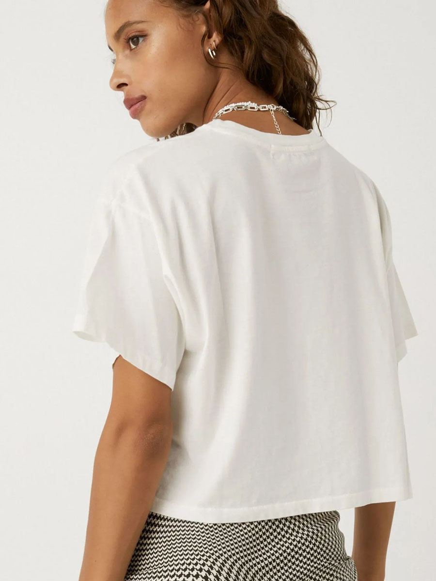 Fashion White Cotton Geometric Print Round Neck Short-sleeved Top,Hair Crown
