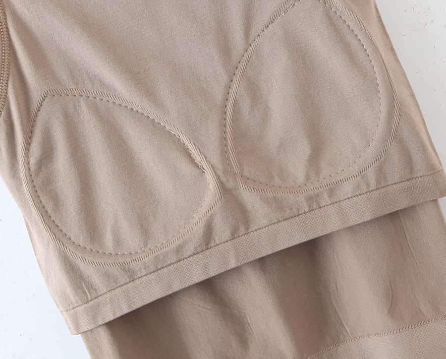 Fashion Khaki Cotton Sleeveless Vest,Tank Tops & Camis