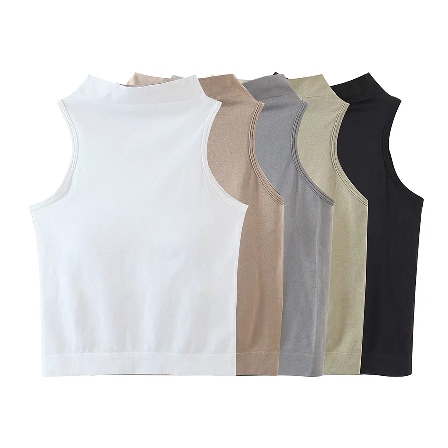 Fashion Khaki Cotton Sleeveless Vest,Tank Tops & Camis
