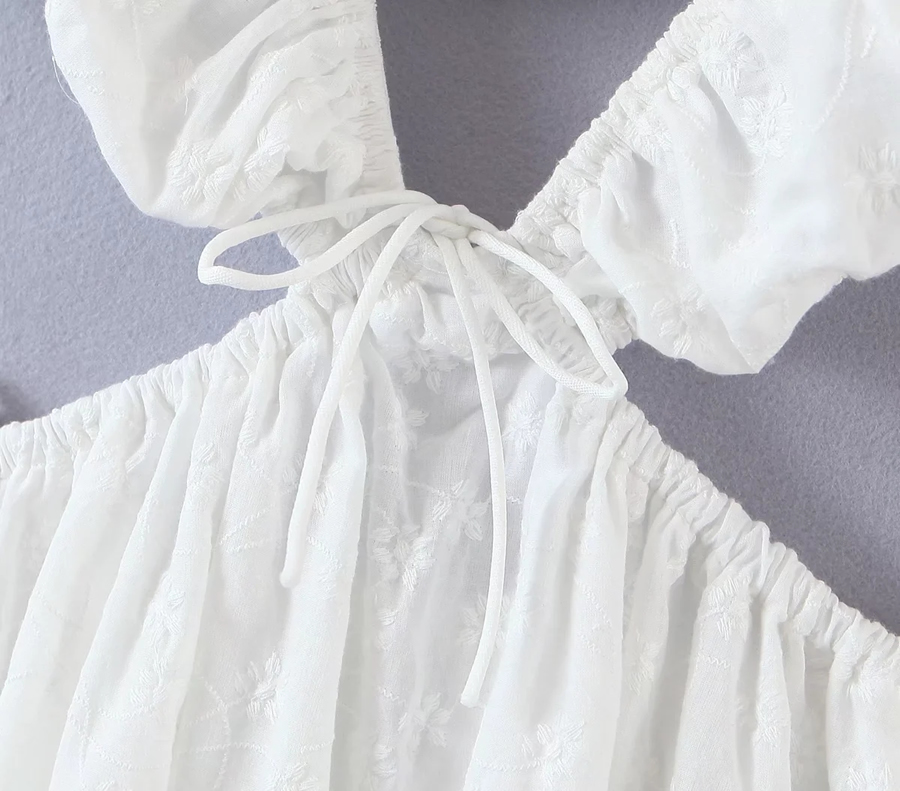 Fashion Off White Lace Waistless Dress,Mini & Short Dresses