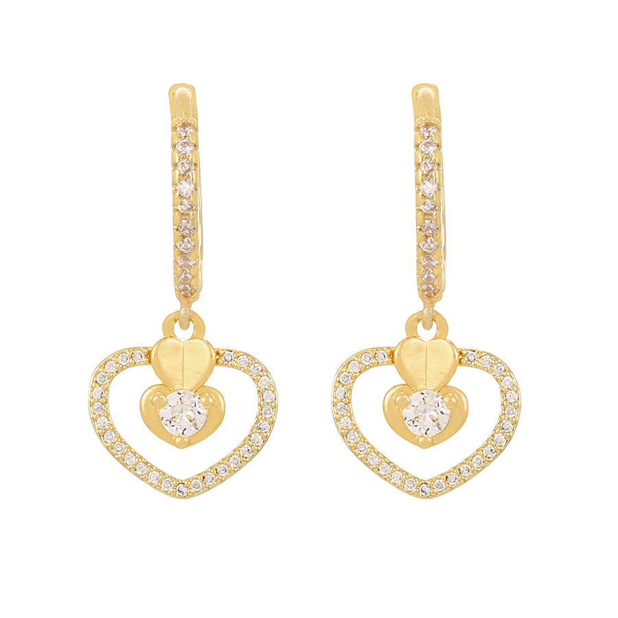 Fashion Golden-3 Copper Inlaid Zirconium Love Ear Ring,Earrings