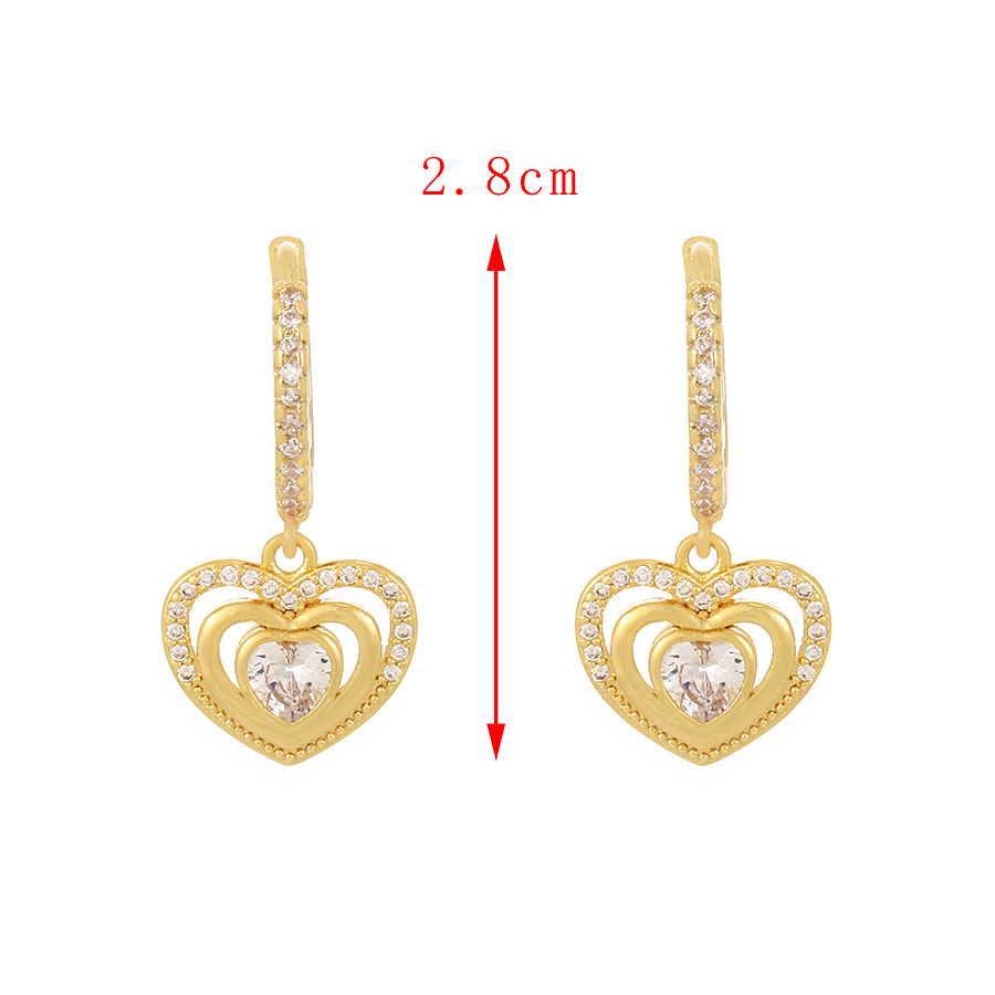 Fashion Golden-3 Copper Inlaid Zirconium Love Ear Ring,Earrings