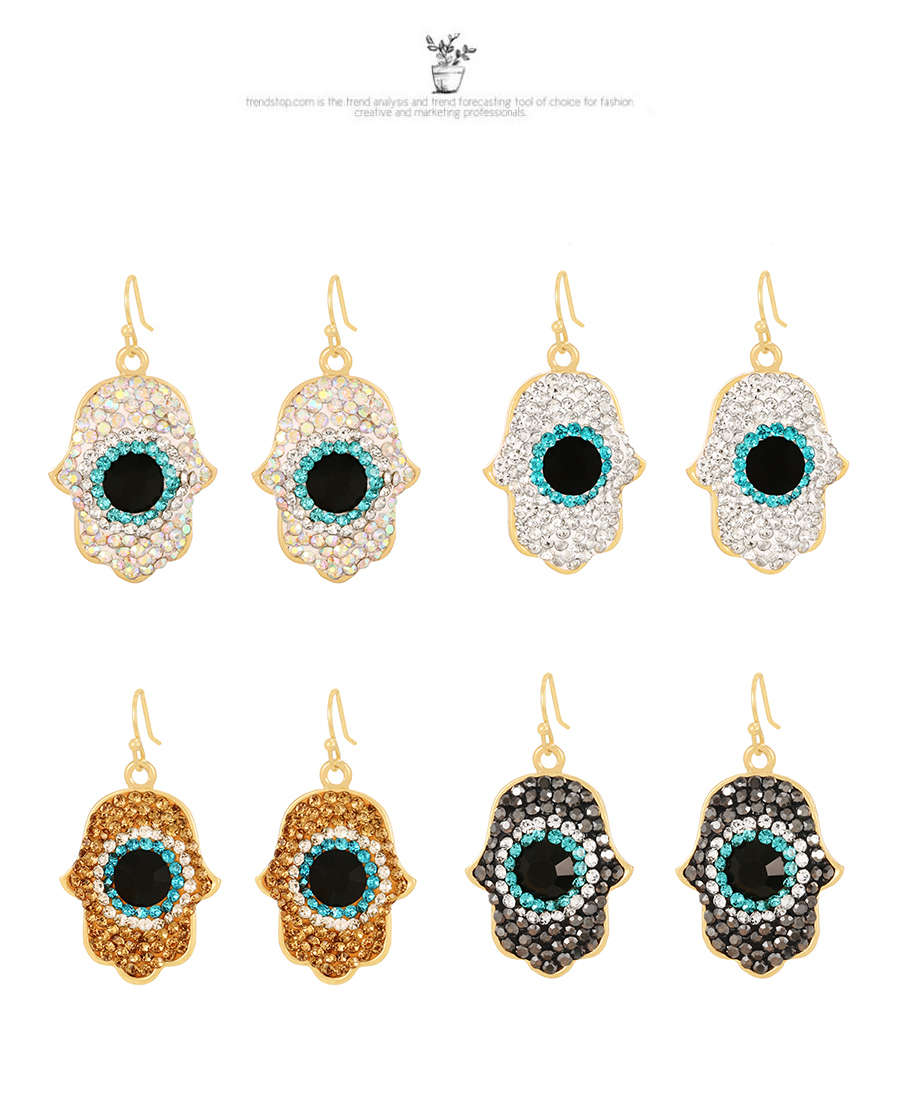 Fashion Royal Blue Copper Inlaid Zirconium Palm Eye Stud Earrings,Earrings