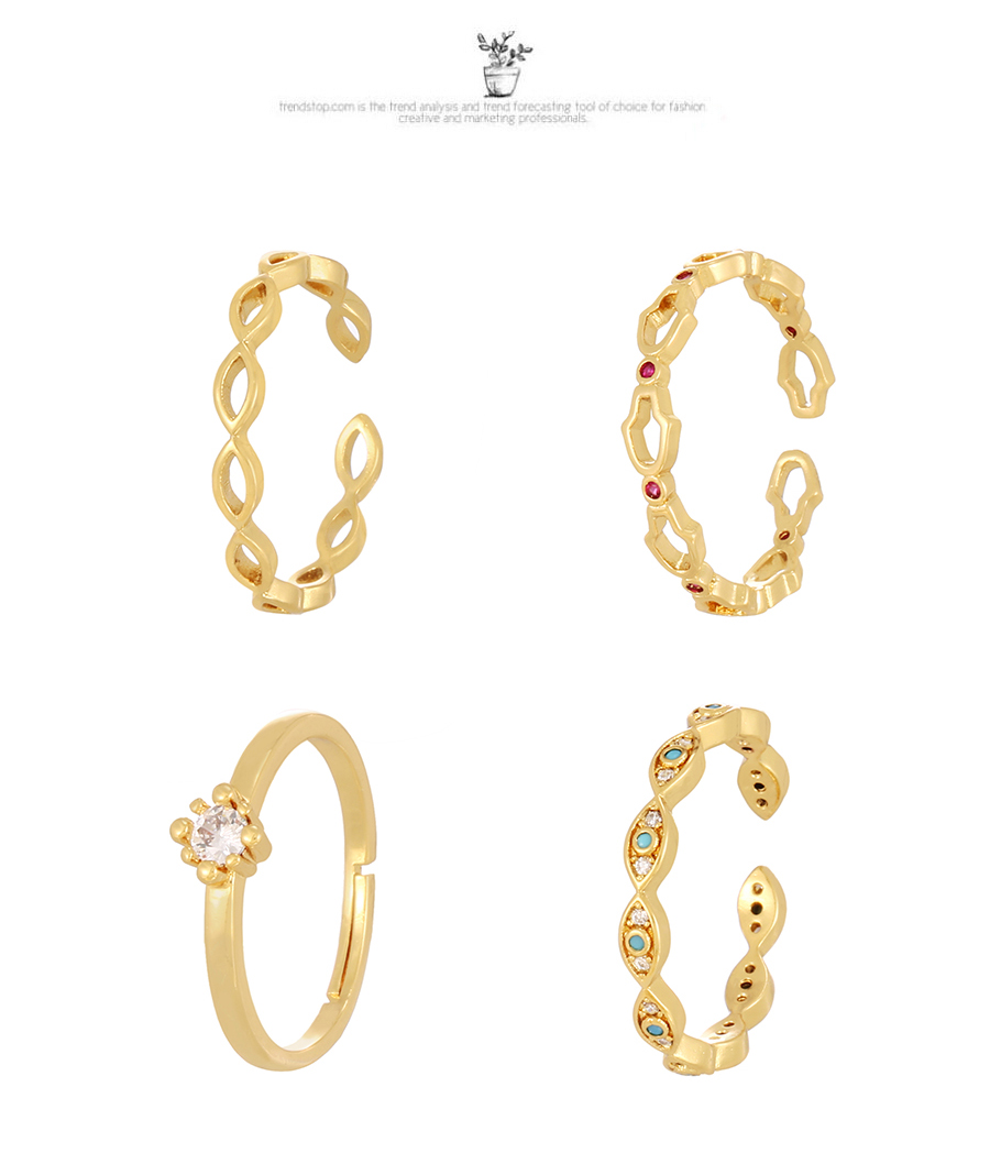 Fashion Gold Copper Inlaid Zirconium Eye Ring,Rings
