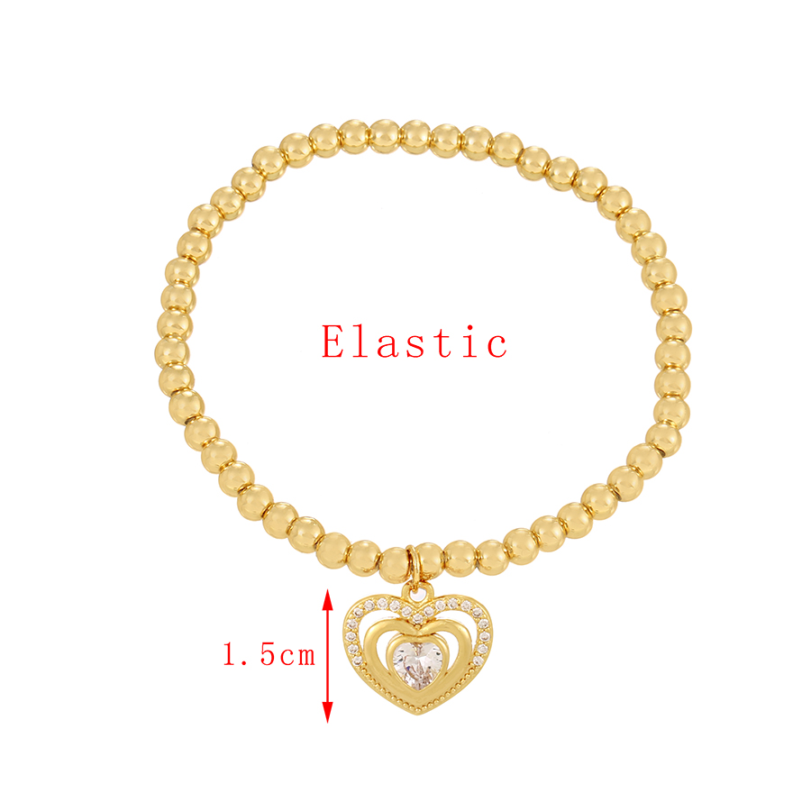 Fashion Golden-3 Copper Inlaid Zirconium Beaded Love Bracelet,Bracelets