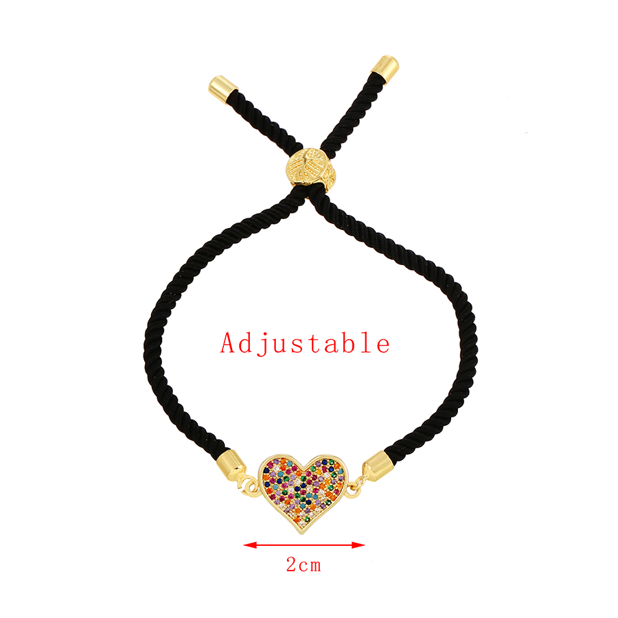 Fashion Color Copper Inlaid Zirconium Heart Braided Tassel Bracelet,Bracelets