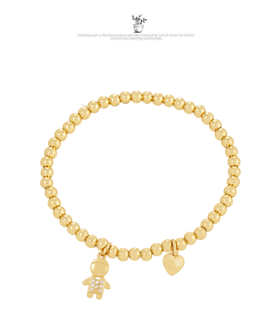Fashion Gold Copper Inlaid Zirconium Girl Love Beaded Bracelet,Bracelets