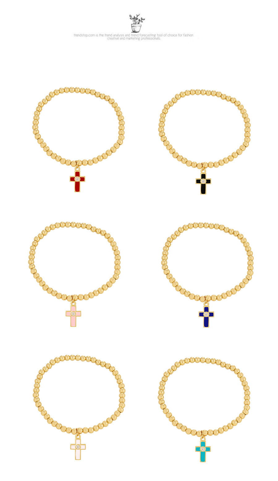 Fashion White Copper Inlaid Zirconium Oil Drop Cross Beaded Bracelet,Bracelets