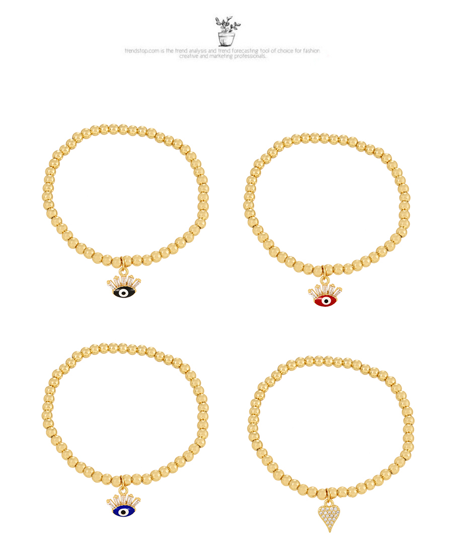 Fashion Gold Copper Inlaid Zirconium Heart Beaded Bracelet,Bracelets