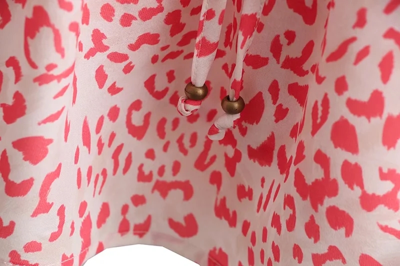 Fashion Pink Chiffon Leopard Print Lace Sling Dress,Mini & Short Dresses