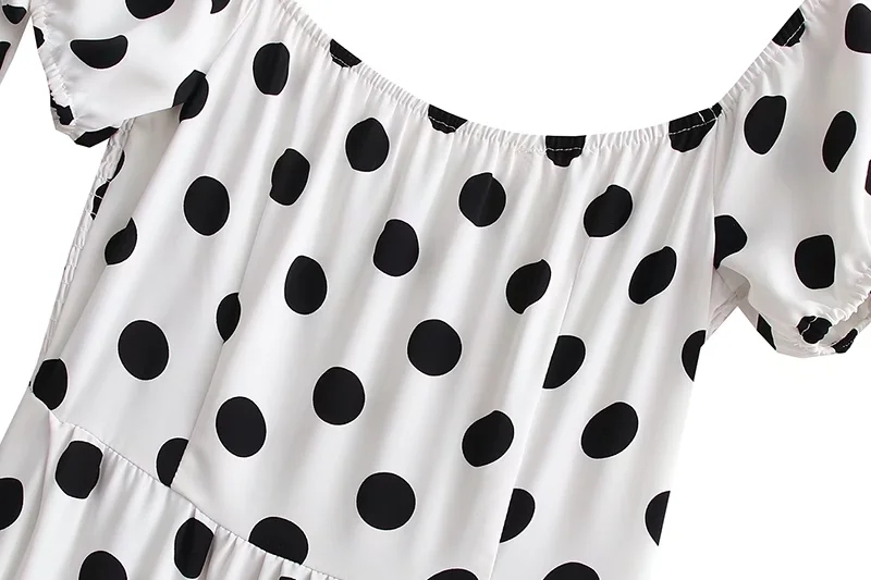 Fashion White Polka Dot Print Dress,Long Dress