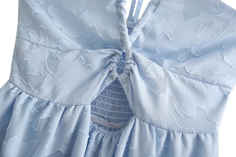 Fashion Blue Hollow Lace Dress,Mini & Short Dresses
