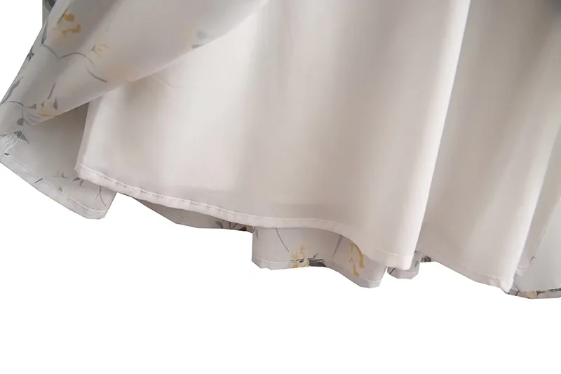 Fashion White Printed Suspender Skirt,Long Dress