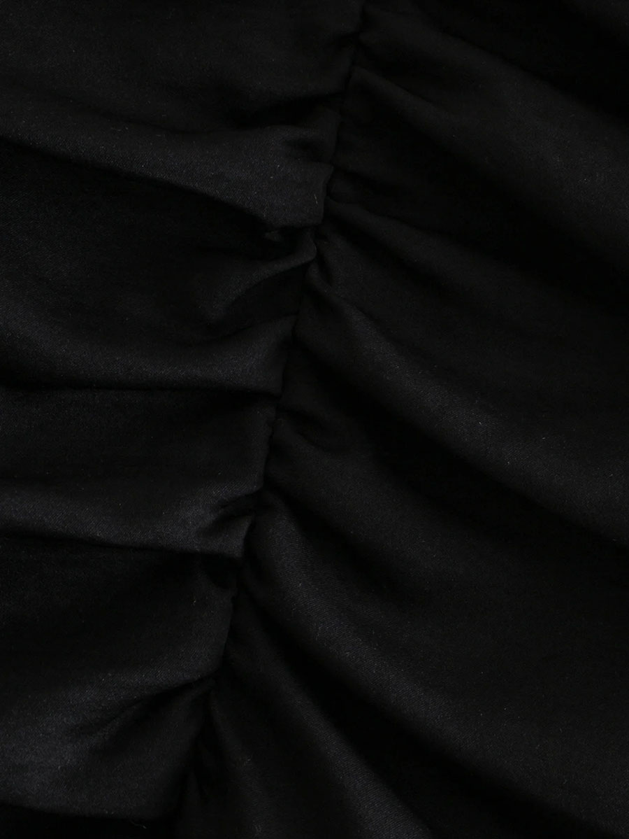 Fashion Black Long Sleeve Pleated Dress,Long Dress