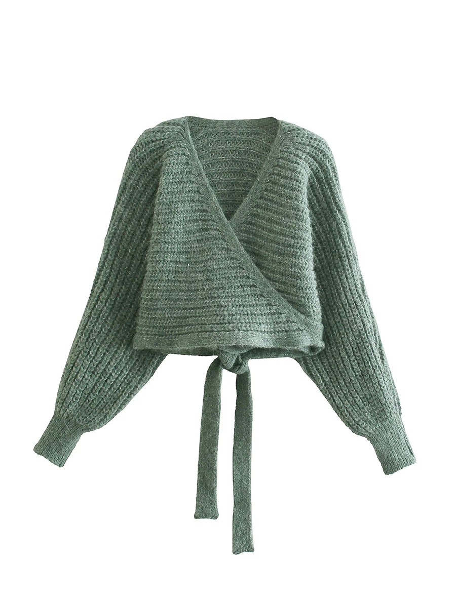 Fashion Green Knitted Double Cardigan,Sweater