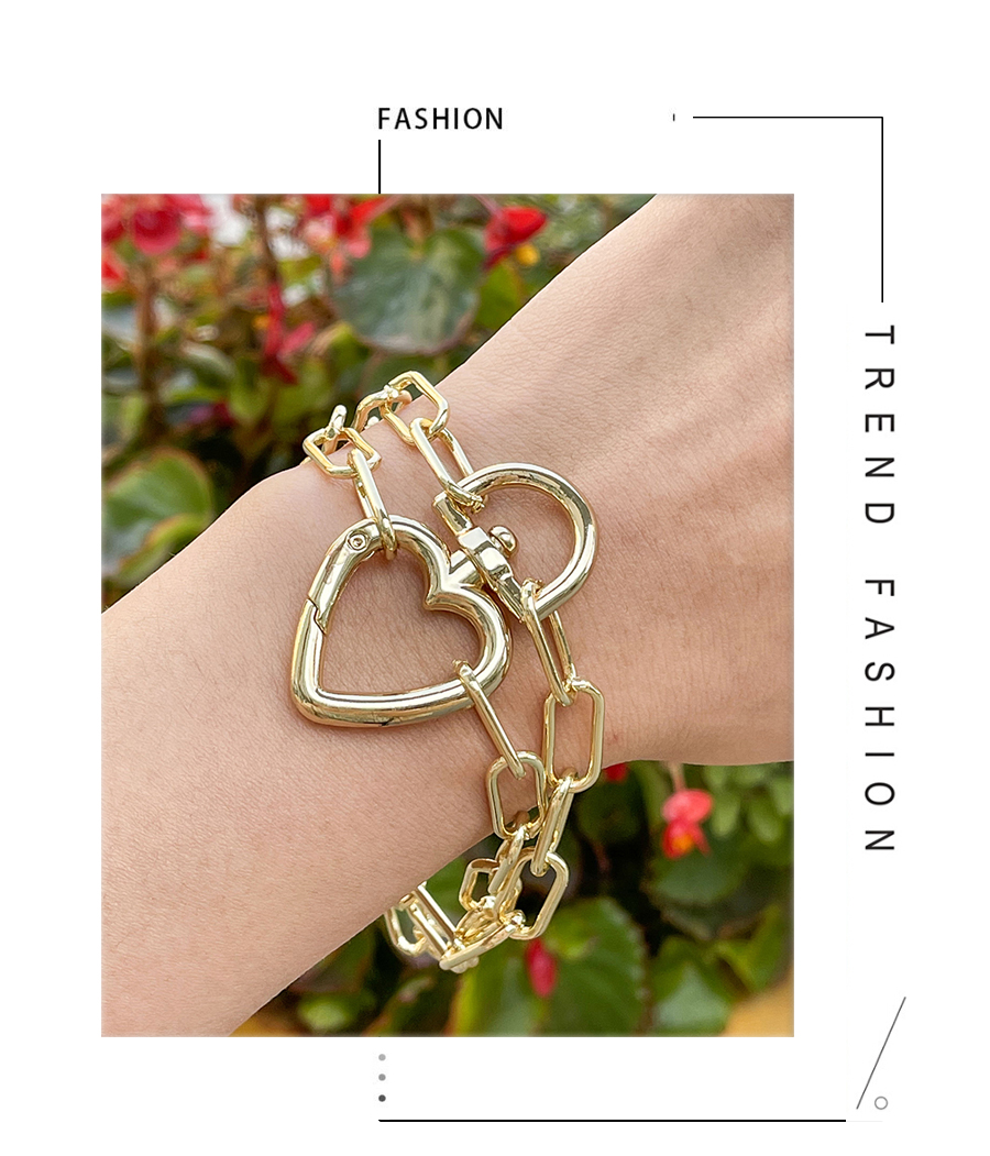 Fashion Gold Pure Copper Love Chain Geometric Bracelet,Bracelets
