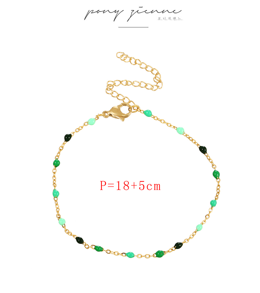 Fashion Green Titanium Steel Drop Oil Color Bead Bracelet,Bracelets