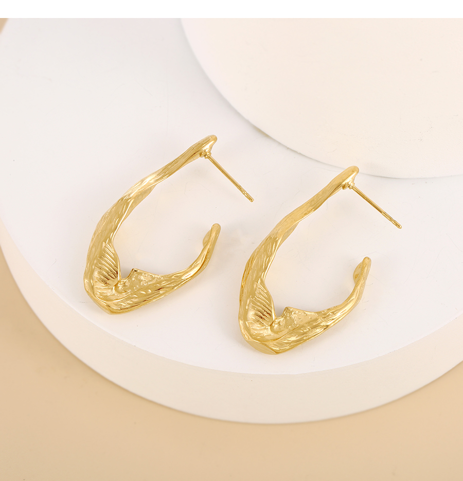 Fashion Gold Irregular Titanium Steel Earrings,Earrings