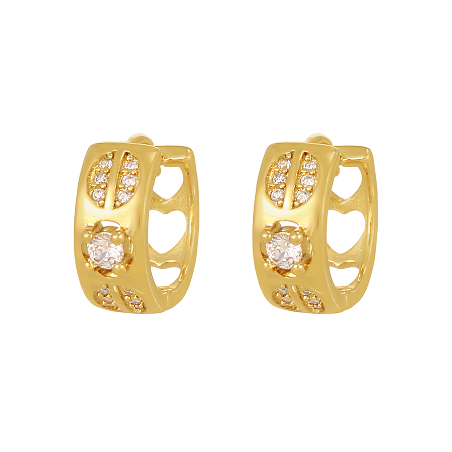 Fashion Gold Copper Inlaid Zirconium Irregular Love Ear Ring,Earrings