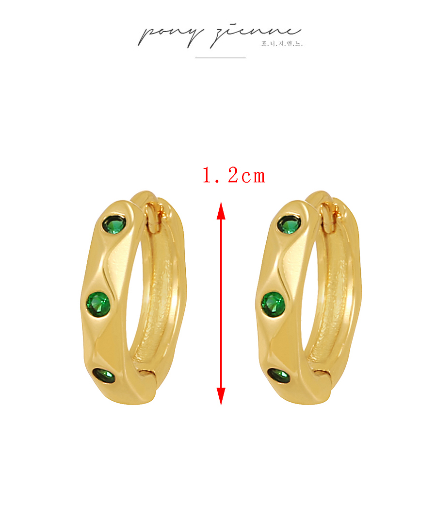 Fashion Green Copper Inlaid Zirconium Geometric Irregular Earrings,Earrings