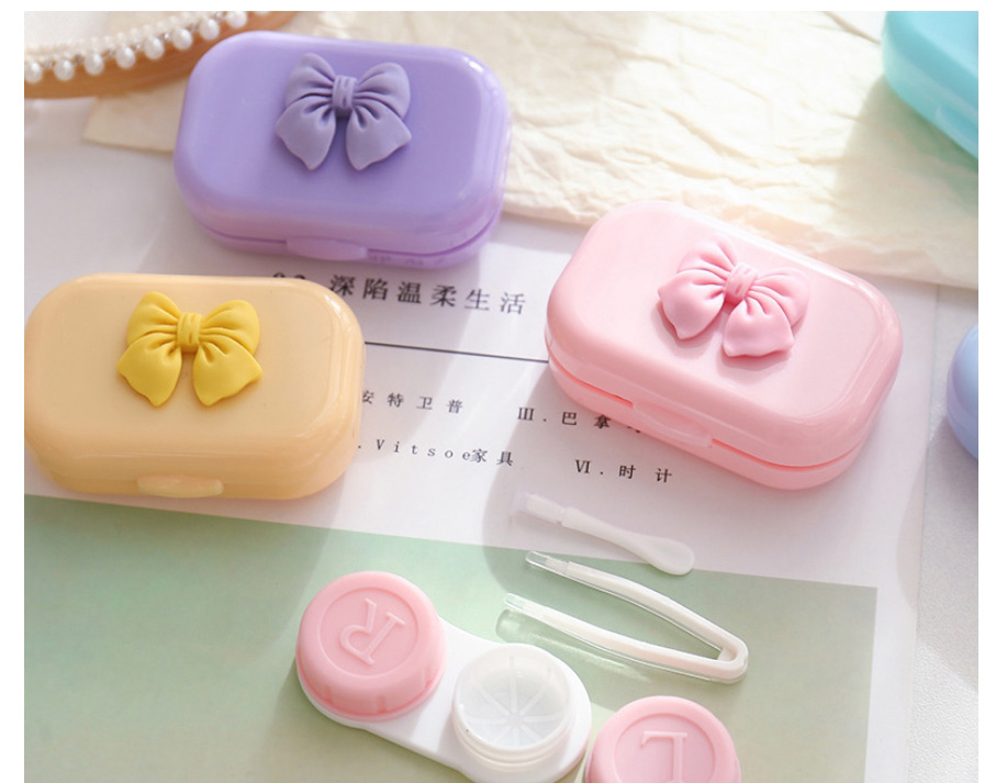 Fashion Yellow Bow Plastic Bowknot Portable Contact Lens Case,Contact Lens Box