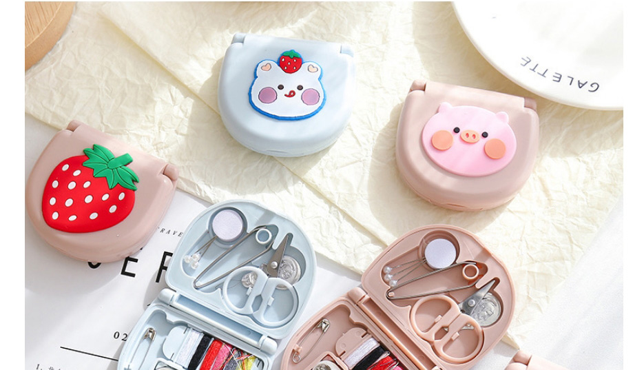 Fashion Peach Bear Plastic Silicone Cartoon Mini Sewing Box,Other Creative Stationery