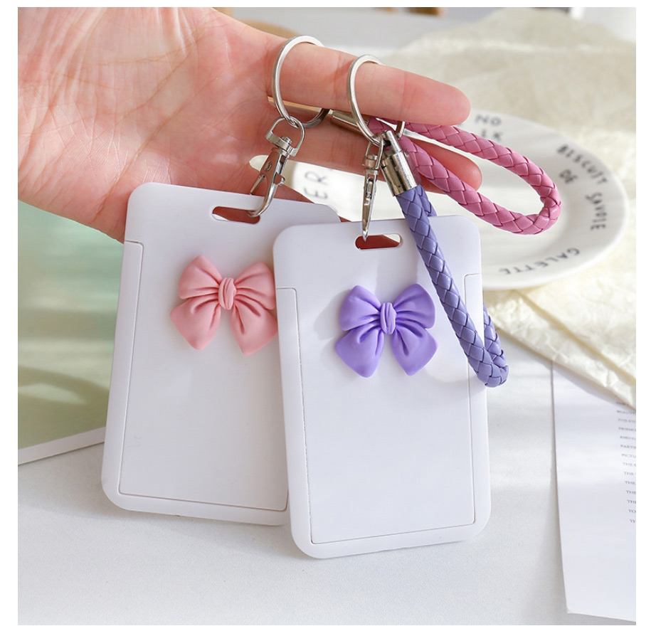 Fashion Purple Bow Plastic Bow Card Sleeve With Lanyard,Other Creative Stationery