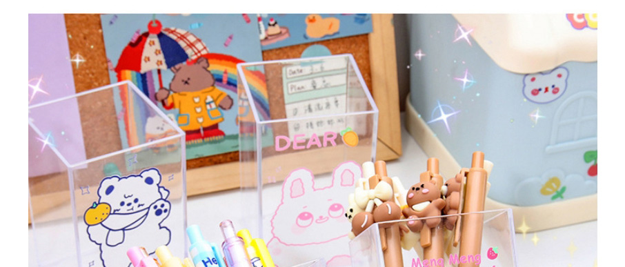 Fashion Custard Bear Cartoon Multifunctional Transparent Pen Holder,Pencil Case/Paper Bags
