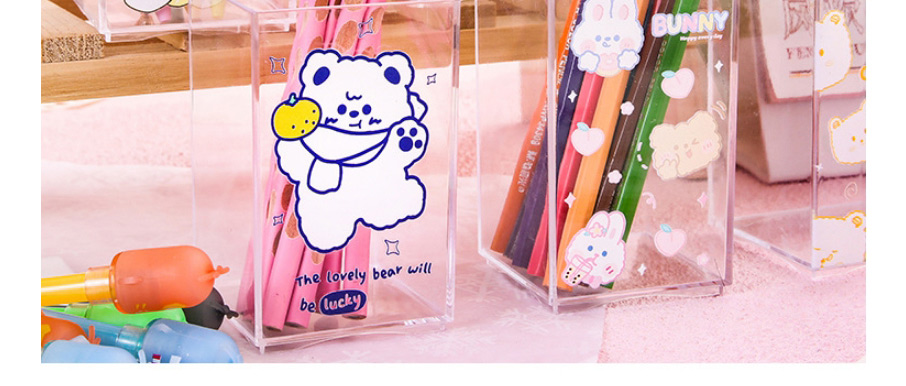 Fashion Blue Bear Cartoon Multifunctional Transparent Pen Holder,Pencil Case/Paper Bags