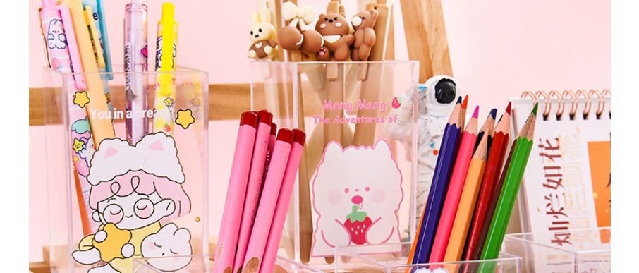 Fashion Carrot Bunny Cartoon Multifunctional Transparent Pen Holder,Pencil Case/Paper Bags