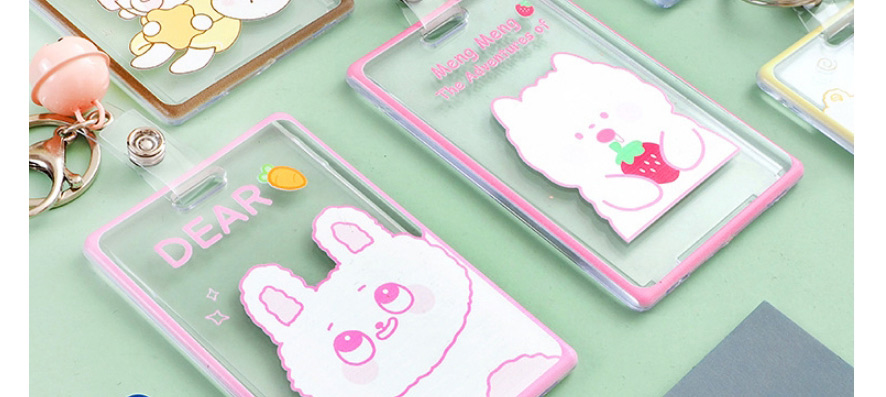 Fashion Peach Little Bear Bunny Plastic Cartoon Transparent Card Sleeve Protective Sleeve,Other Creative Stationery
