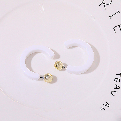 Fashion White Alloy Geometric C-shaped Earrings,Hoop Earrings
