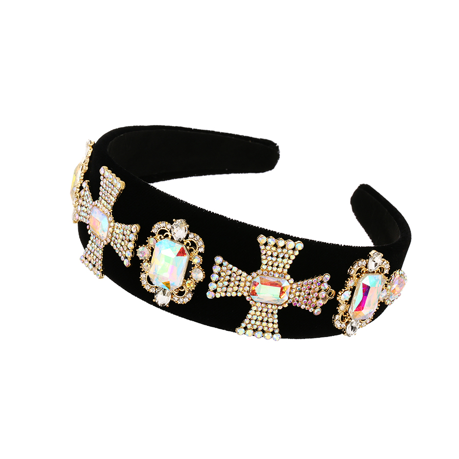 Fashion Black Fabric Alloy Diamond Cross Headband,Head Band