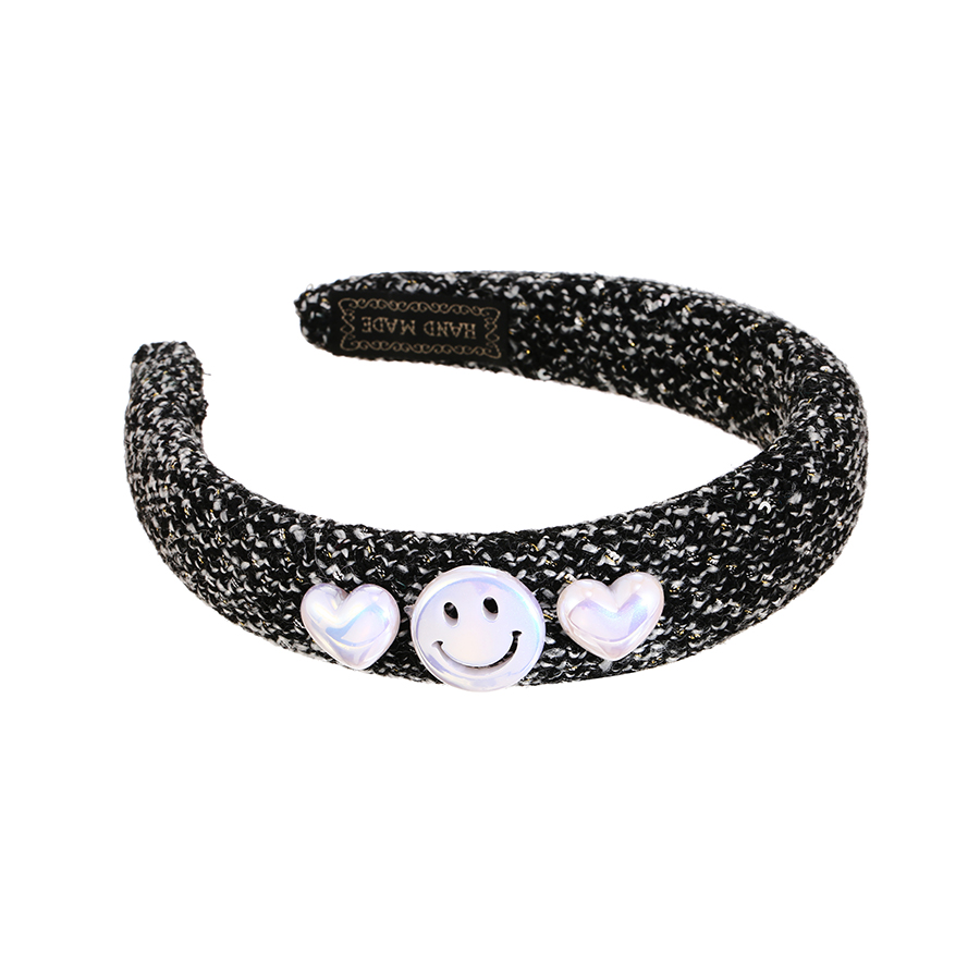 Fashion Black Woolen Imitation Pearl Smiley Love Headband,Head Band