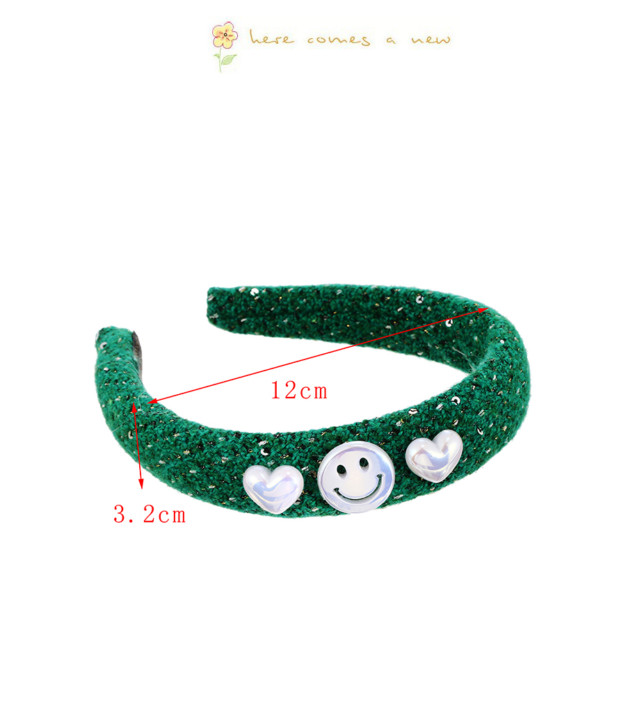 Fashion Green Woolen Imitation Pearl Smiley Love Headband,Head Band