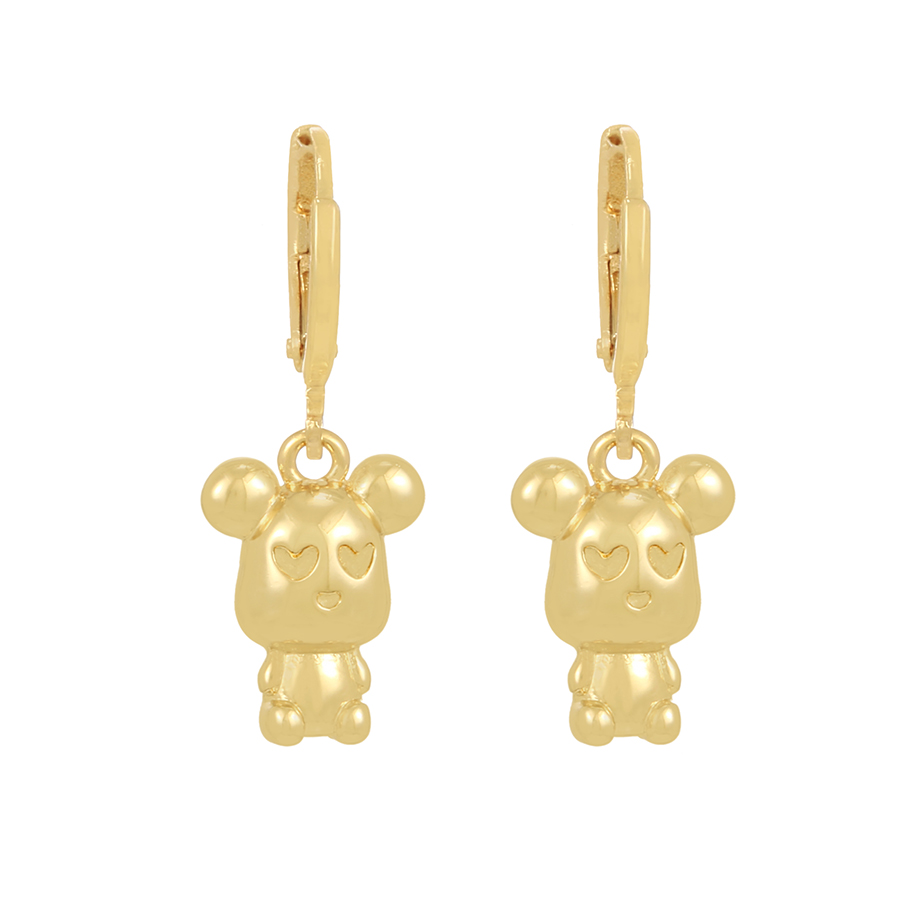 Fashion Golden-2 Copper Bear Doll Earrings,Earrings
