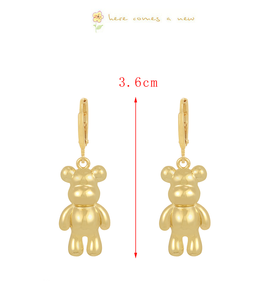 Fashion Gold Copper Bear Doll Earrings,Earrings