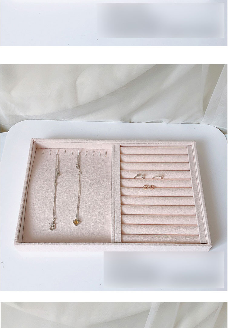Fashion Beige Medium Round Bar + 9 Grids Beaded Velvet Ornament Storage Tray,Jewelry Packaging & Displays