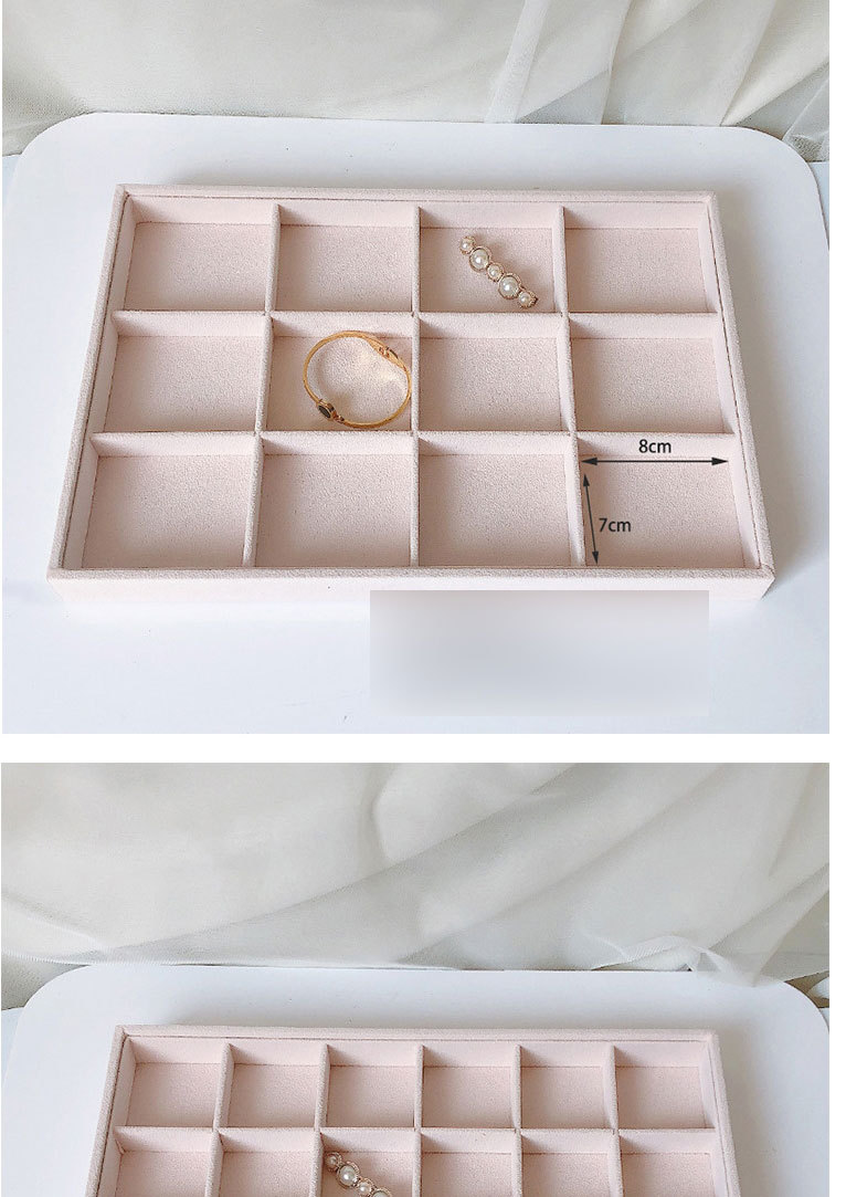 Fashion Beige Large Flat Plate Beaded Velvet Ornament Storage Tray,Jewelry Packaging & Displays