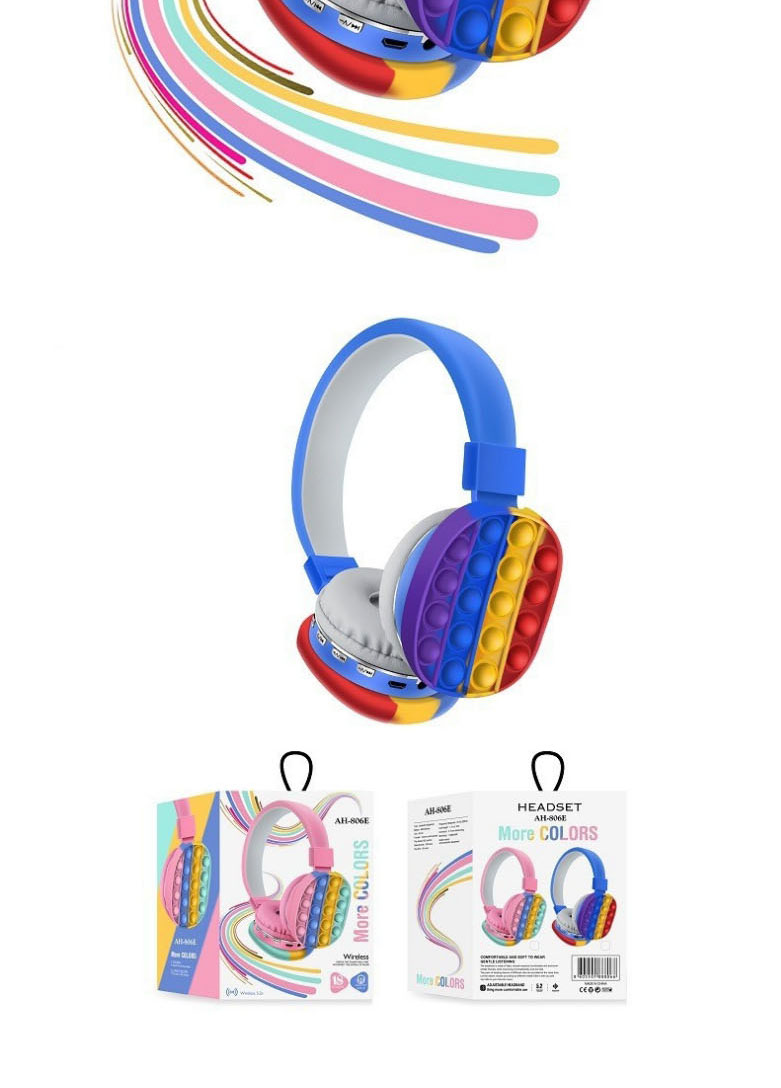 Fashion Blue Rainbow Headphones Cartoon Press Children