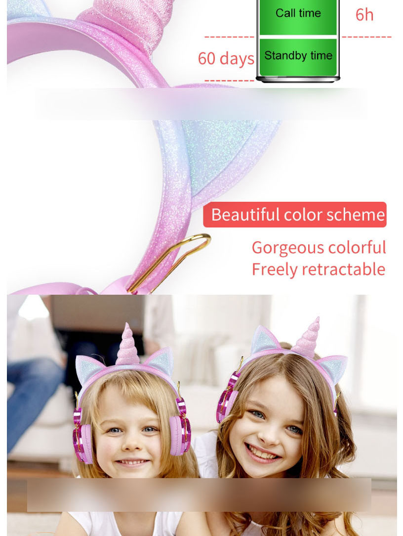 Fashion Purple Hairball Patch Cartoon Unicorn Headset Bluetooth Headset (charged),Other Creative Stationery