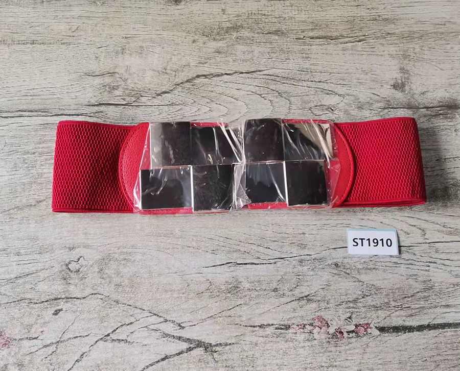 Fashion Red Alloy Geometric Metal Buckle Wide Belt,Wide belts