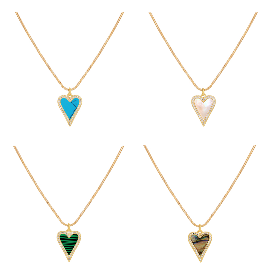 Fashion White Bronze Zirconium Heart Shell Necklace,Necklaces