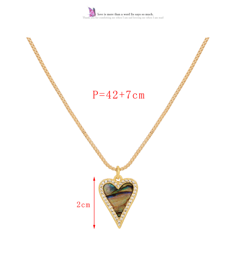 Fashion Green Bronze Zirconium Heart Resin Necklace,Necklaces