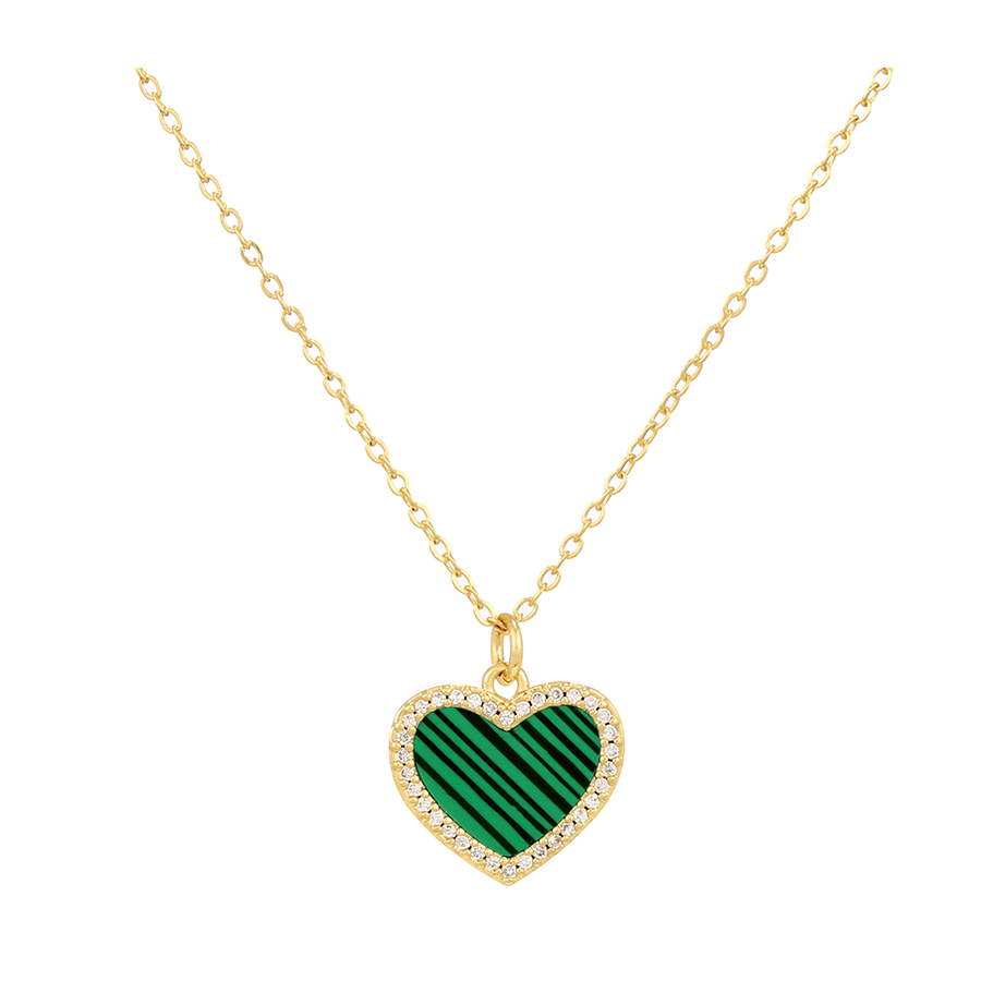 Fashion Color Bronze Zirconium Heart Shell Necklace,Necklaces