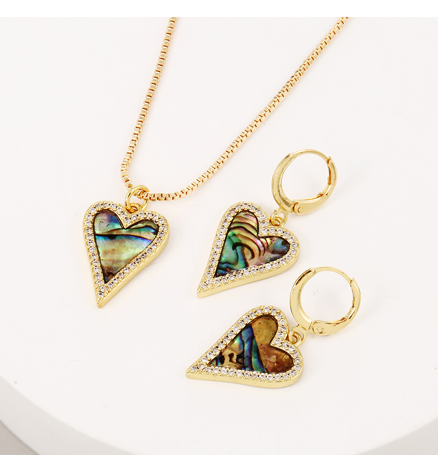 Fashion Color Copper Inlaid Zirconium Heart Shell Earrings,Earrings