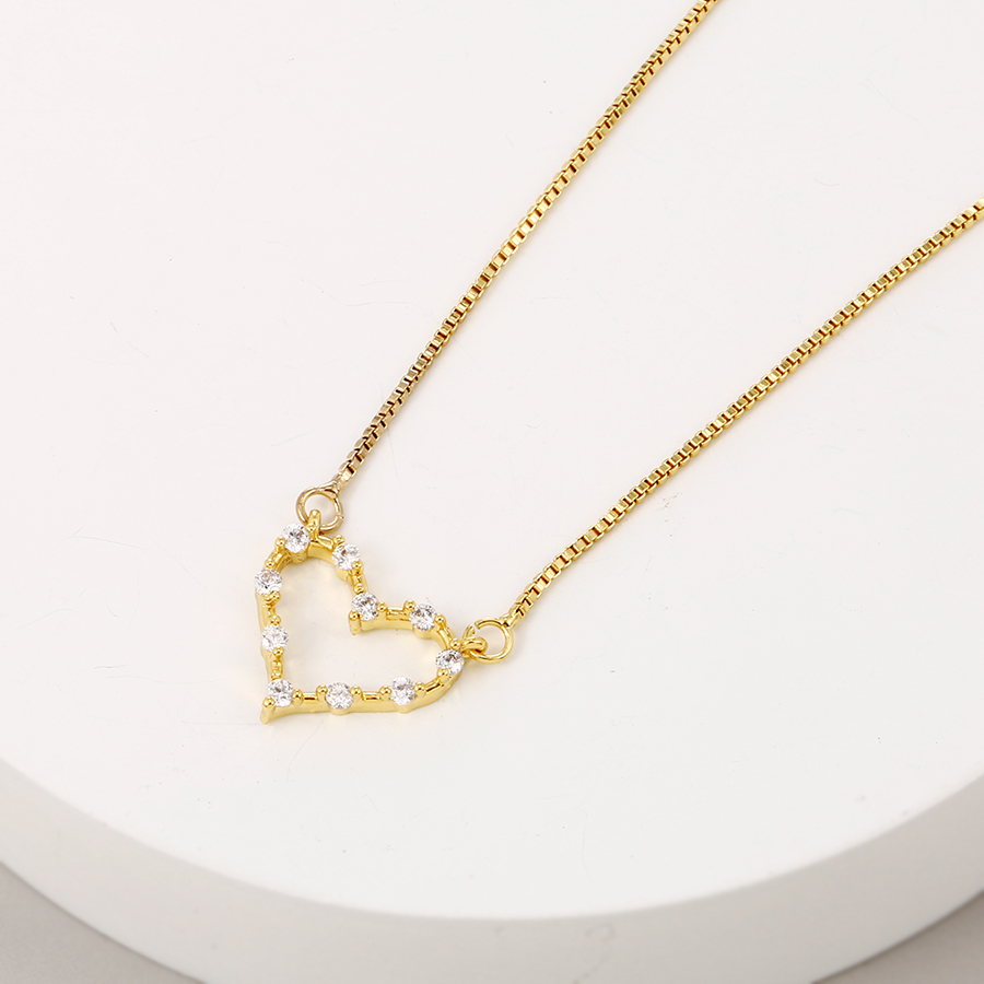 Fashion Gold Bronze Zirconium Heart Necklace,Necklaces