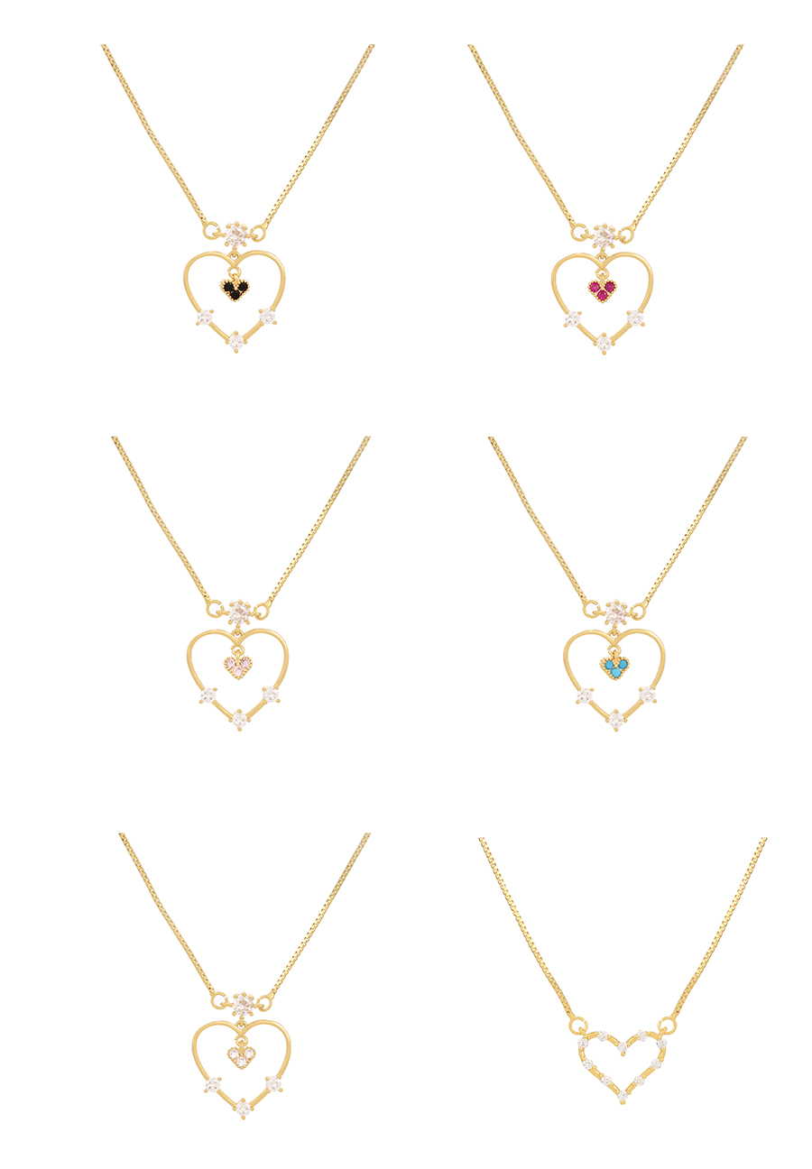 Fashion Blue Bronze Zirconium Heart Necklace,Necklaces